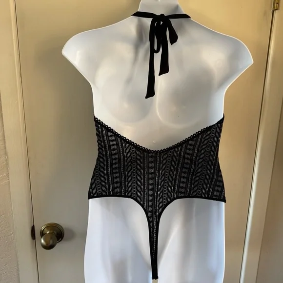 NWOT Jezebel by Felina black lace halter bodysuit XL - Picture 4 of 10
